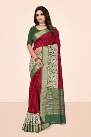 viscose chex saree