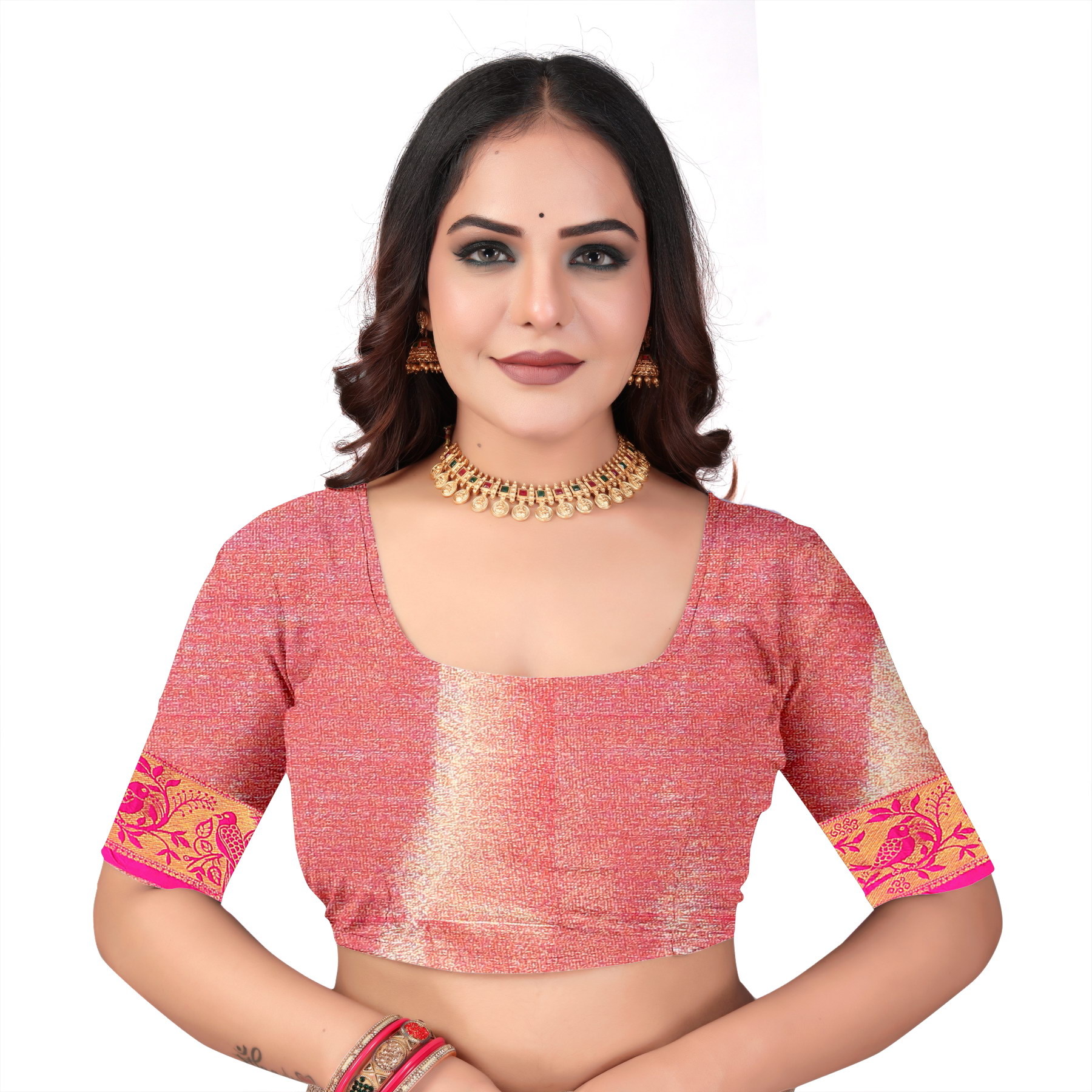 Dharmavaram Pattu Silk Saree in Rose Pink & Gold with Traditional Zari Weave - Image 5