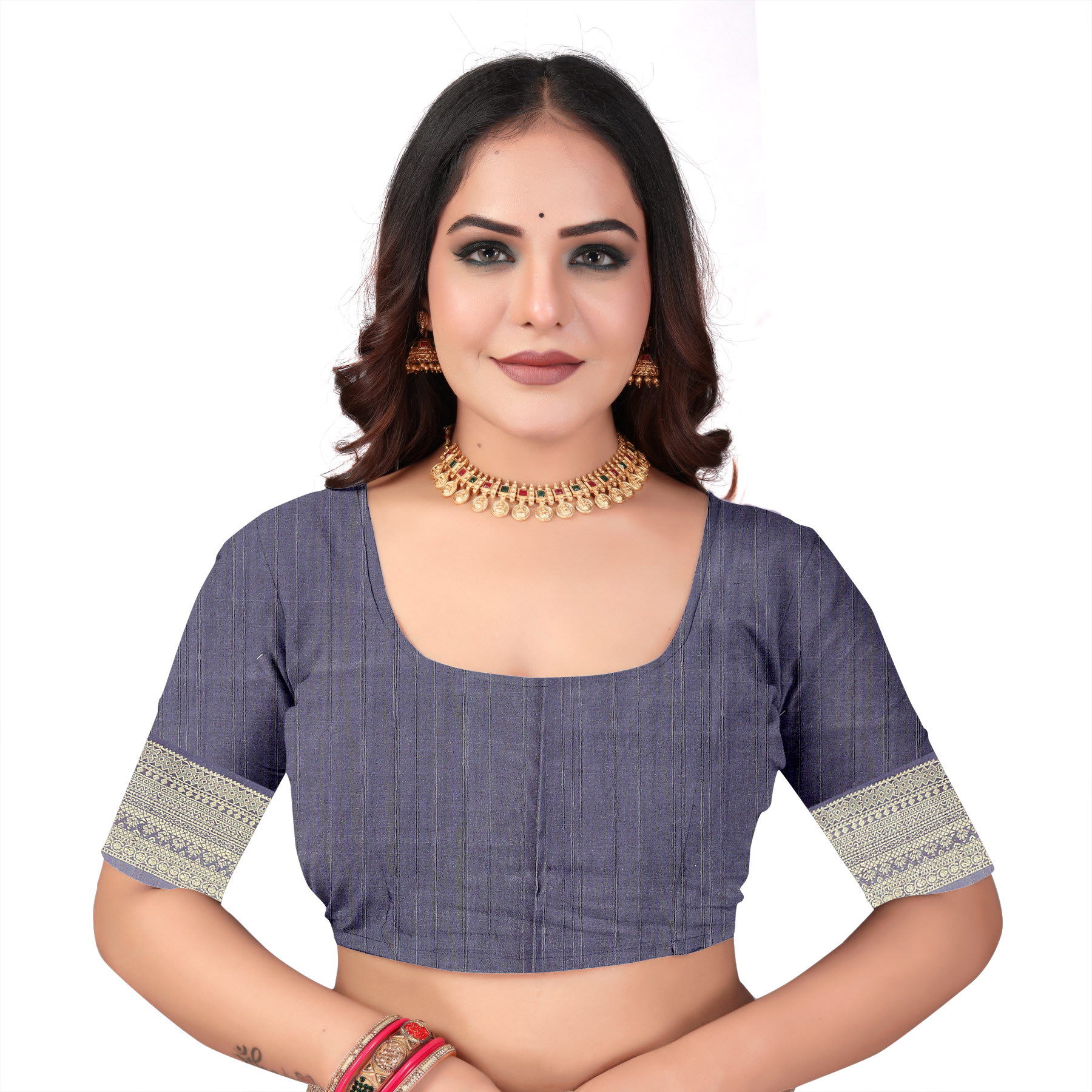 Royal Blue Matka Silk Saree with Rich Woven Pallu & Floral Design - Image 5