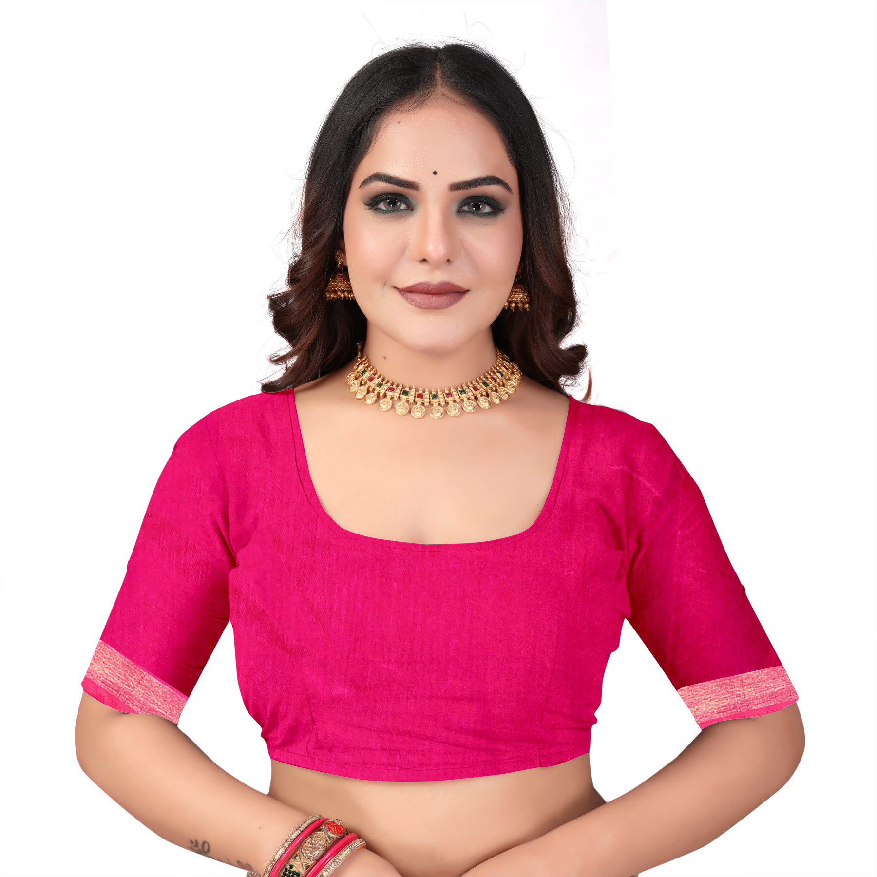 Pochampally Small Jari Border Saree in Pink & Purple with Floral Weave - Image 5