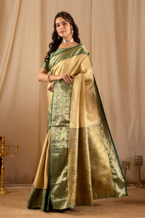 Dharmavaram Pattu Silk Tissue Golden Jari Saree